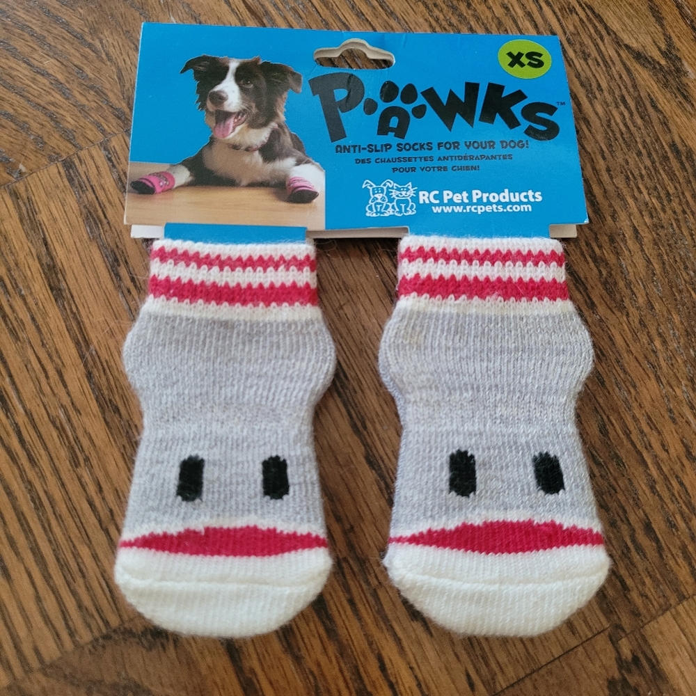 NEW XS sock monkey themed dog socks with grips